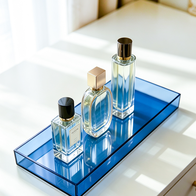 Luxury Skincare Display - Multi-Color Acrylic Rectangular Storage Tray, Luxury